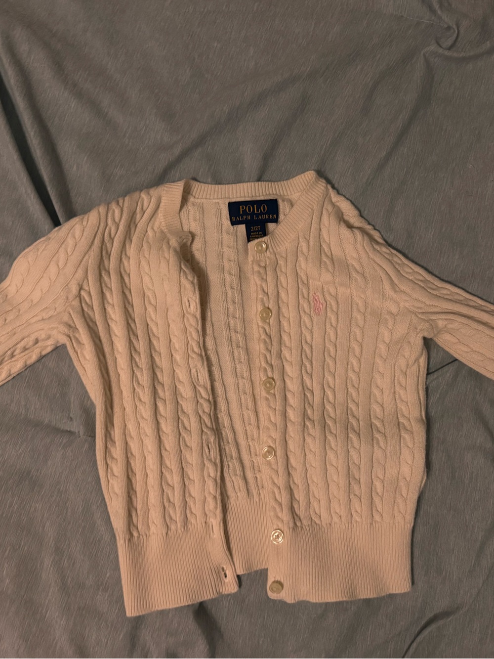 Polo by Ralph Lauren Cream Cable-Knit Button Cardigan Toddler 2T